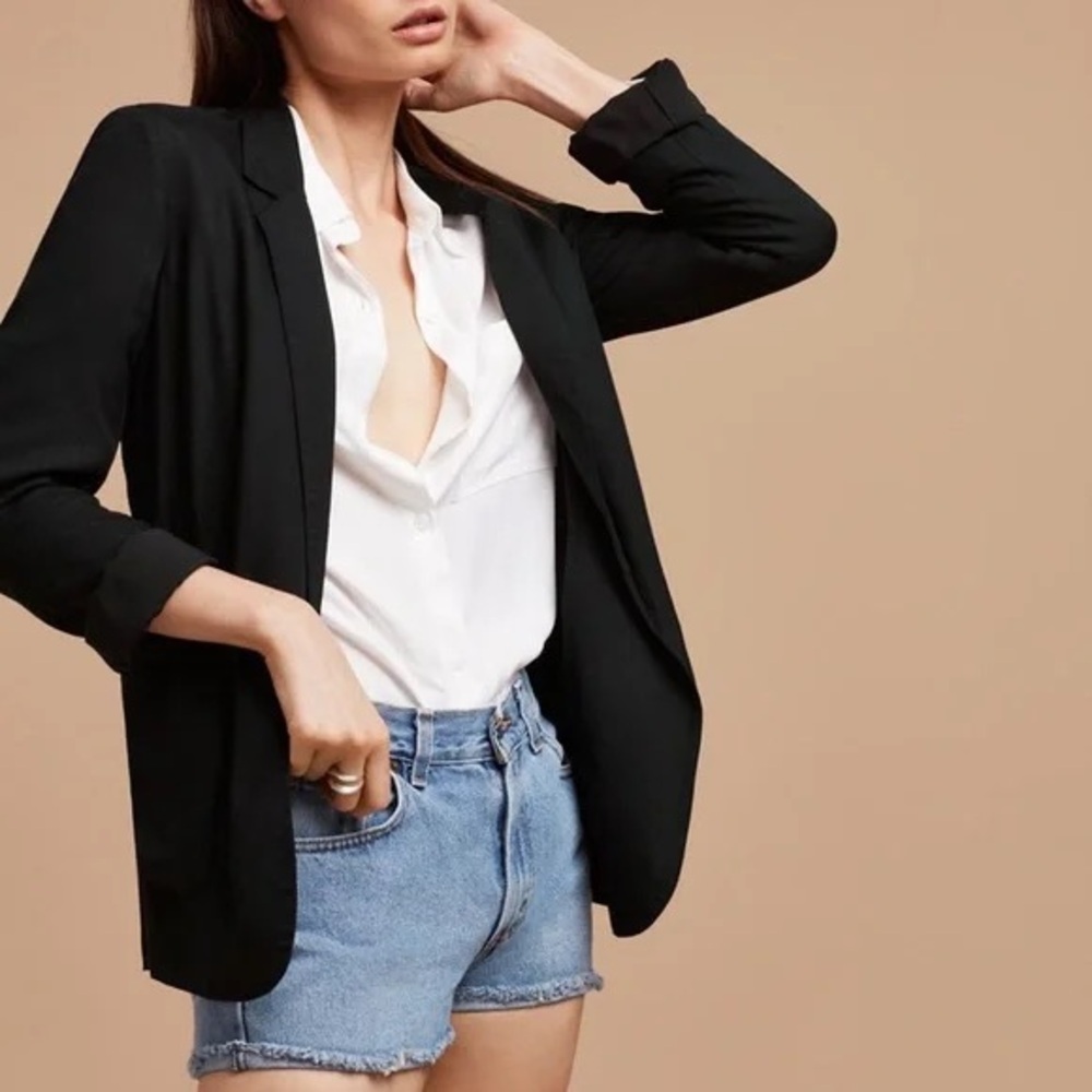 ARITZIA Talula Kent Lightweight Open Front Long Sleeve Blazer Jacket Black 00